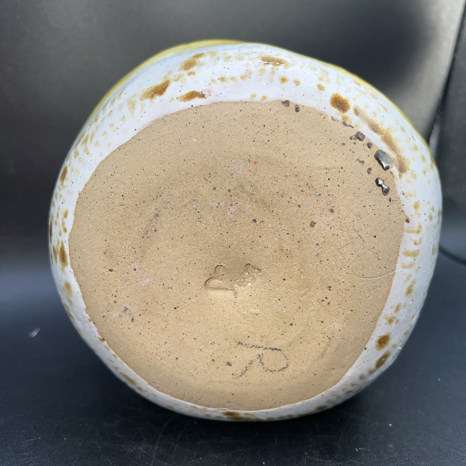 Handcrafted Studio Pottery Vase Modern Organic Pinched Form Yellow Glaze Signed