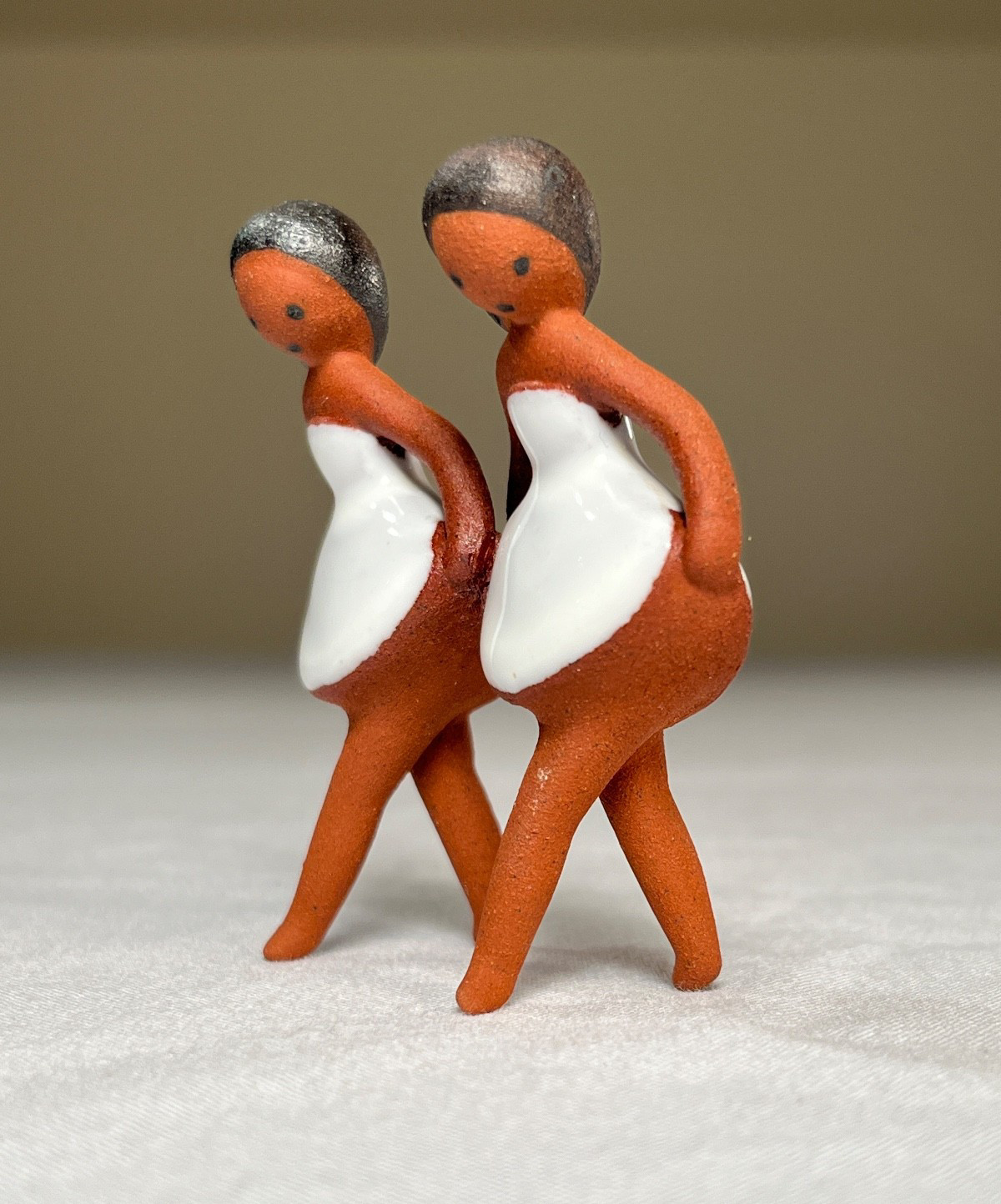 Vintage Edith of Danmark Pottery Terracotta Clay Redware Ballerina Figurines