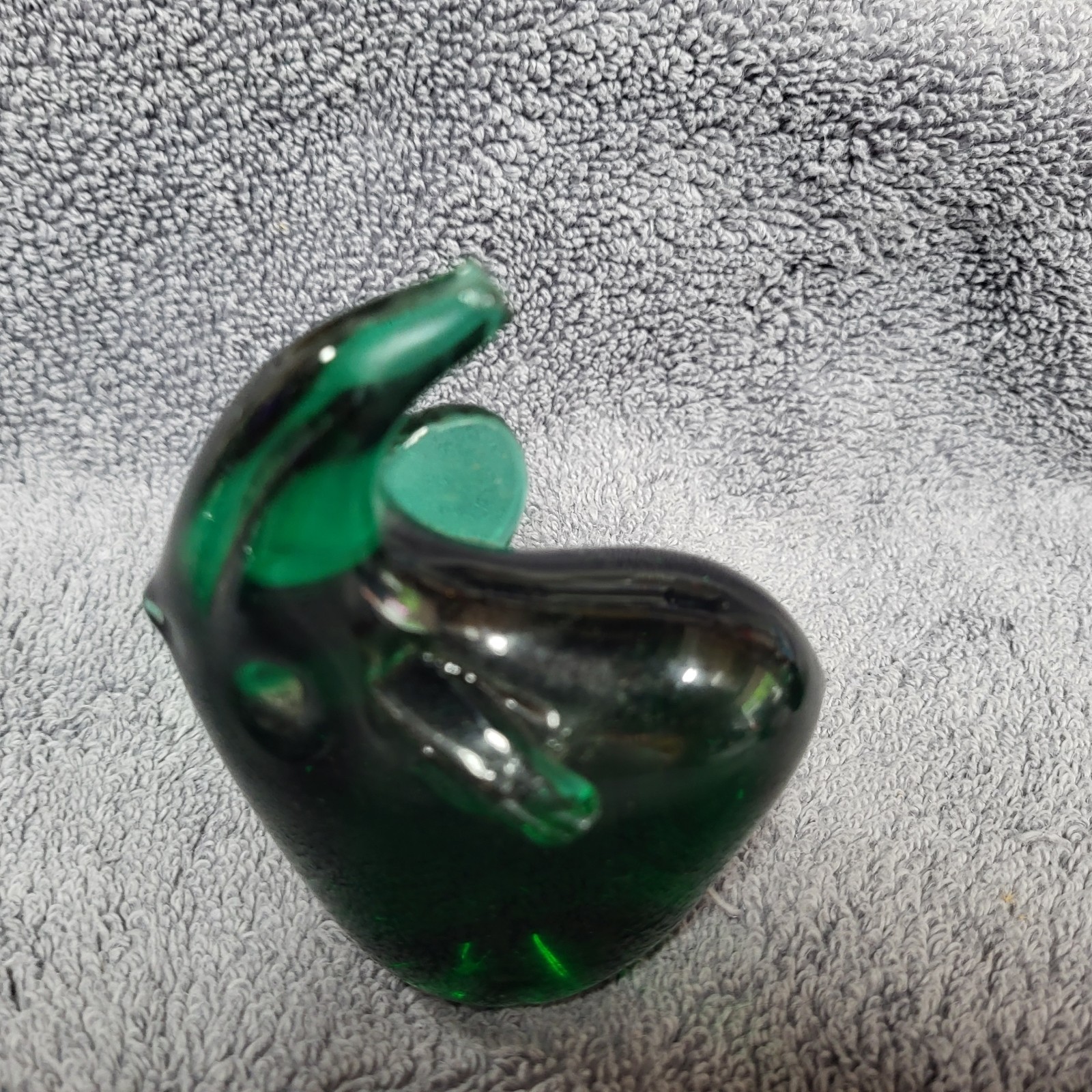 Emerald Green Glass Animal Paperweight Lot Bird Bunny Seal Whale Dove Elephant