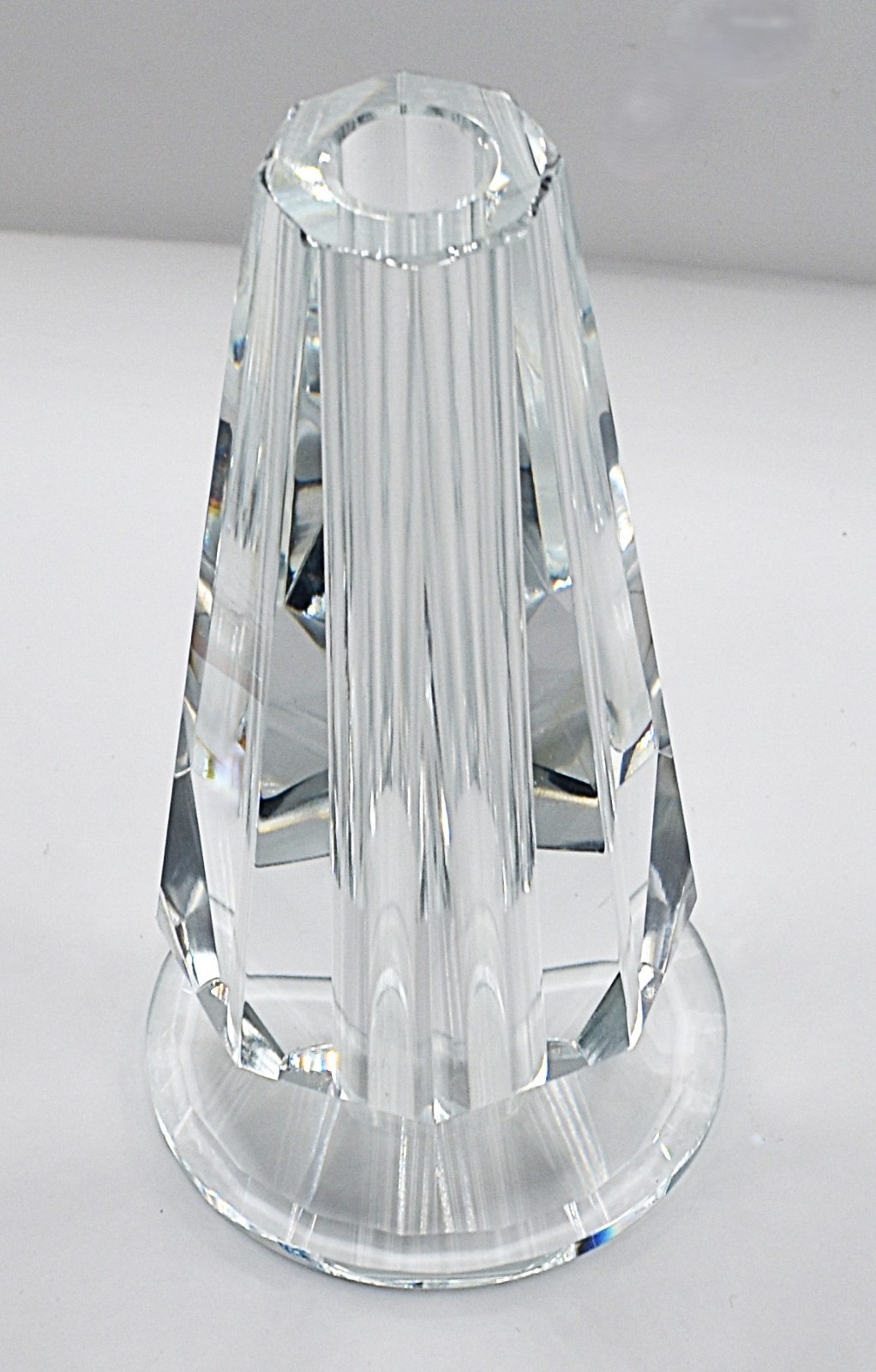 Cut Crystal Vase Art Deco Geometric Panels 1.2 Lbs.