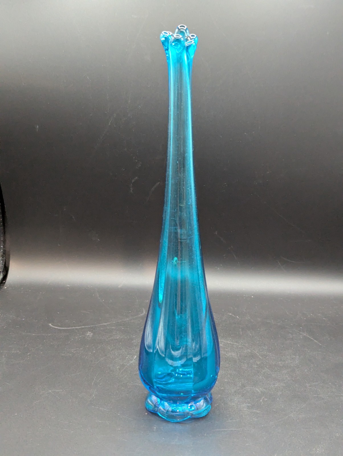 Vintage LE Smith Simplicity Swung Art Vase Peacock Blue MCM Pedestal 13″ SEE PIC