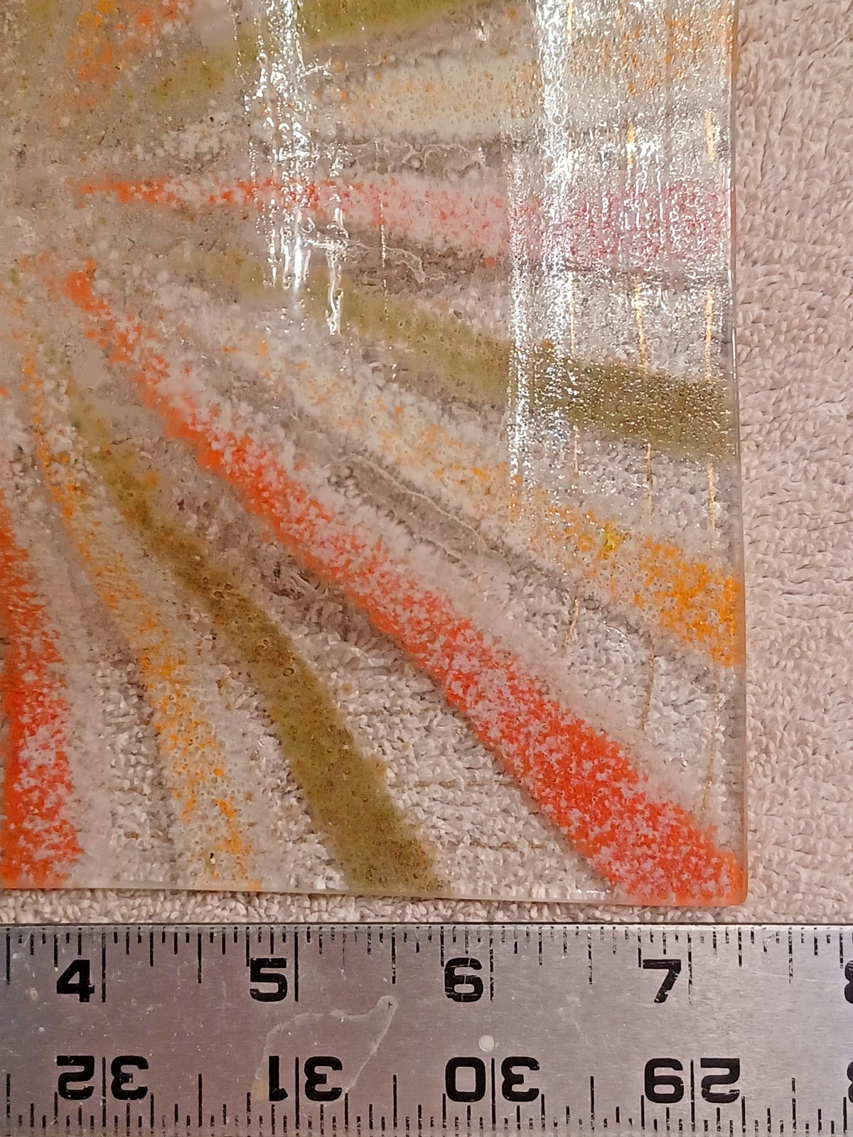 Vintage Higgins Art Glass Fused Glass Square Tray Radial Starburst Design MCM
