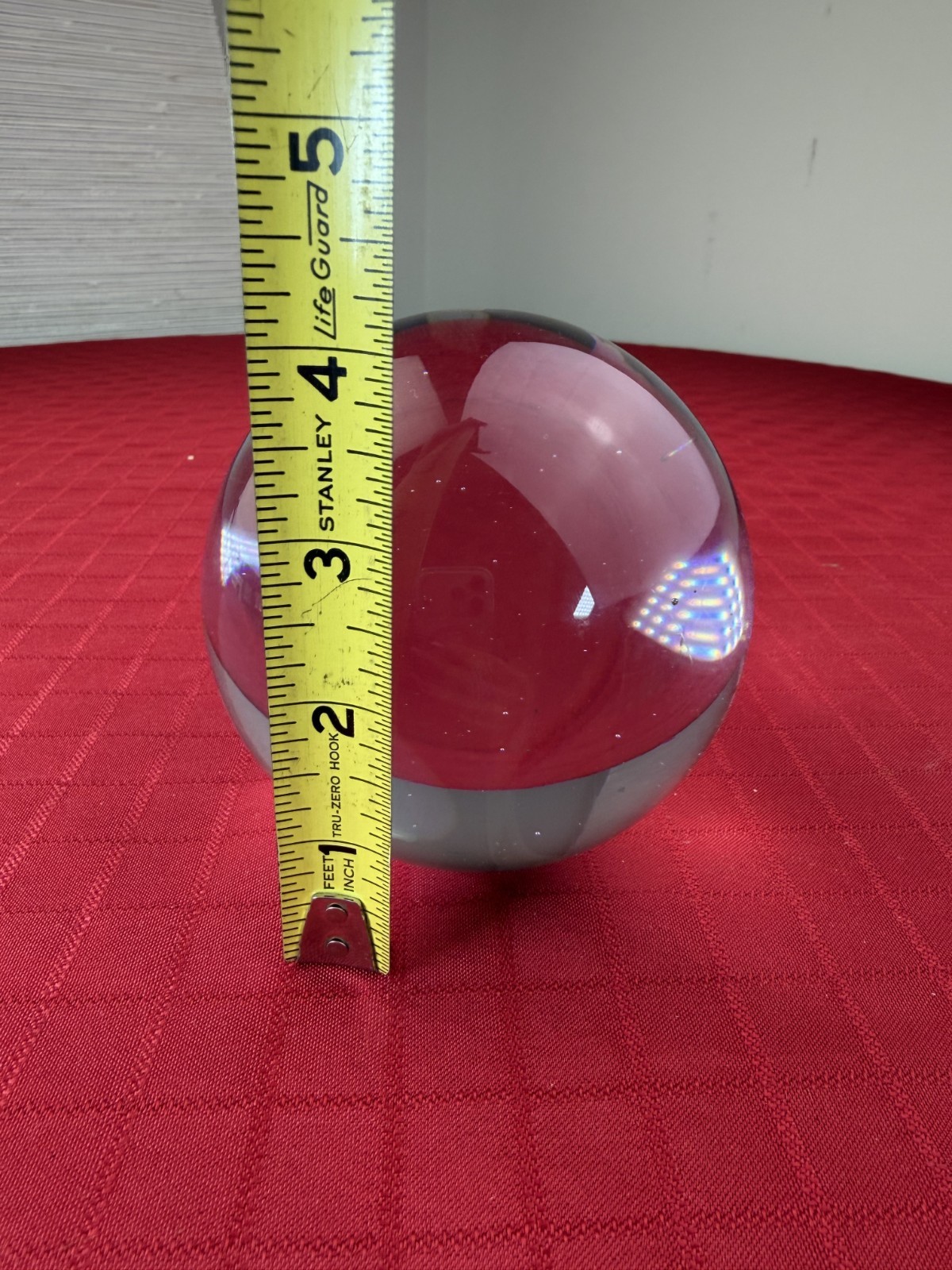 VTG Retro office Art Glass Paperweight Clear Orb Sphere Heavy Taiwan
