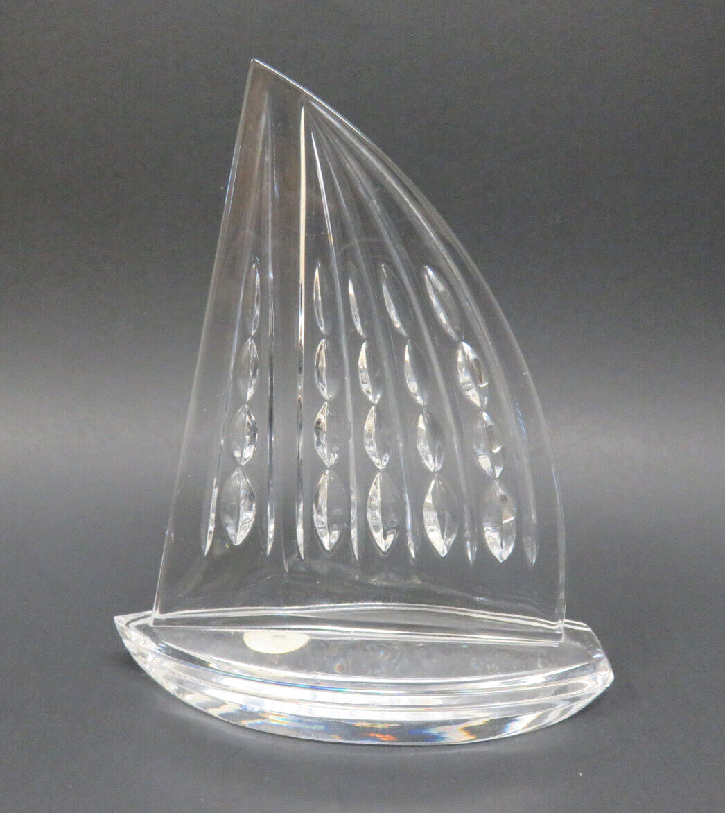Waterford Clear Crystal Sailboat NAUTICAL Paperweight Original Sticker