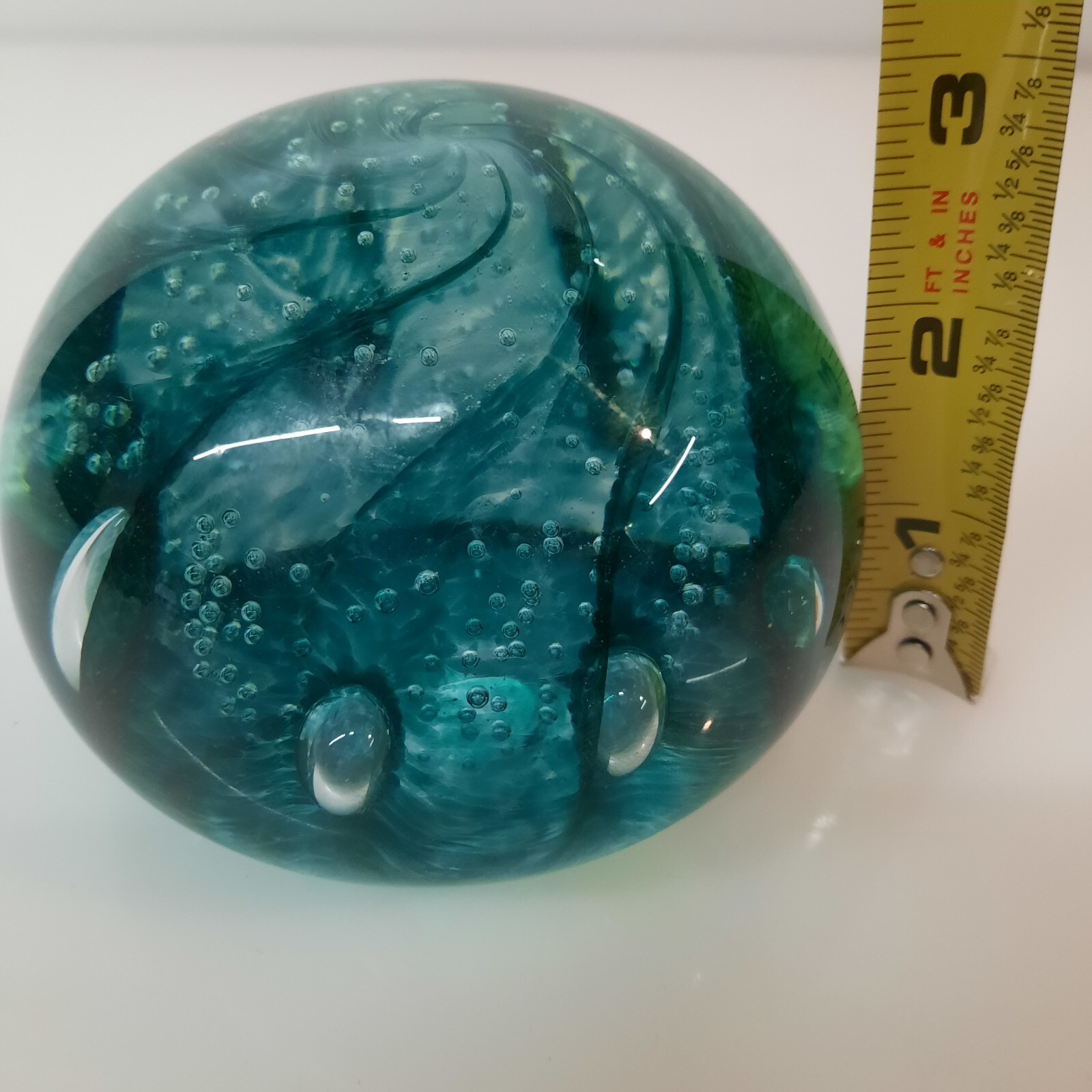 Iridescent Swirl Whirlpool Gibson Art Glass Paperweight Signed EUC