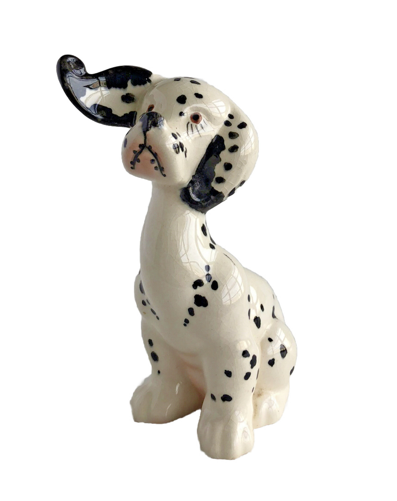 Beswick Puppit Dog #1002 White & Black Gloss 4 3/4” 12.1cm 1944-1969 Vintage