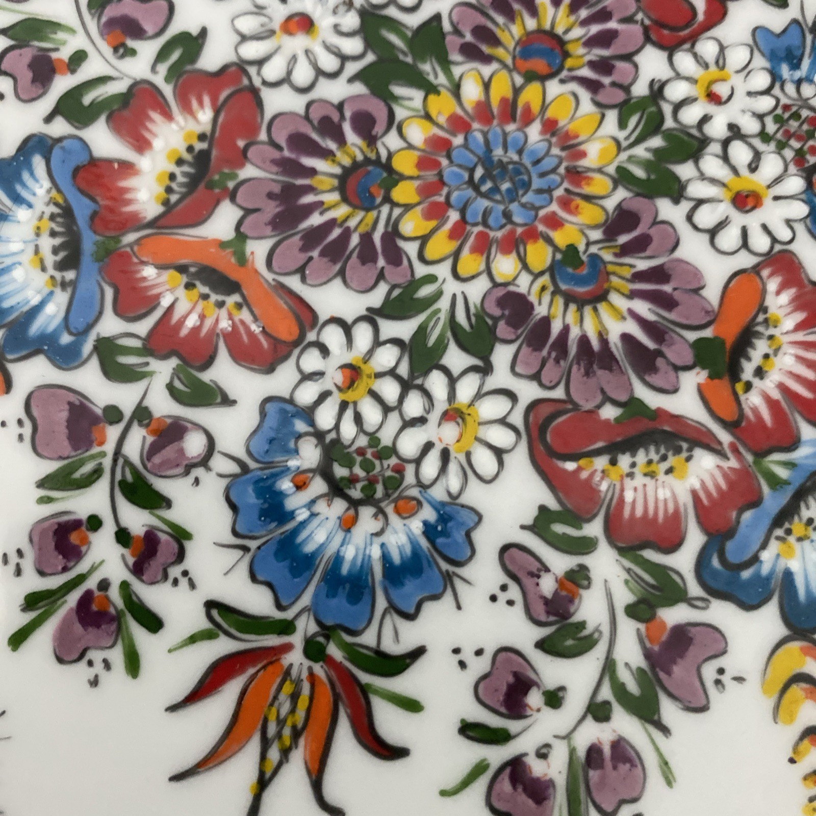 VTG Opole Polish Hand Decorated Painted 7” Dessert Plates Signed 1993 -Set of 4