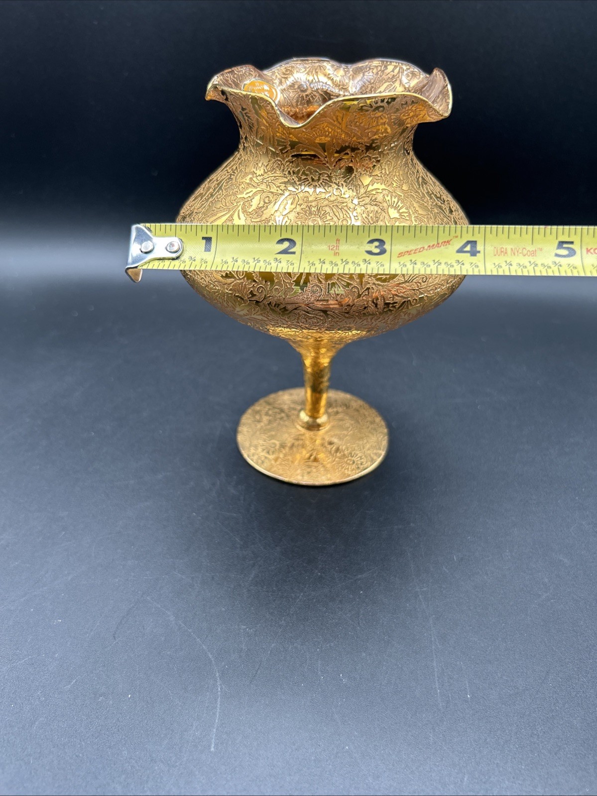 Vtg Glastonbury Lotus 22K Gold Encrusted Vase Daisy Fields Footed Rose Bowl