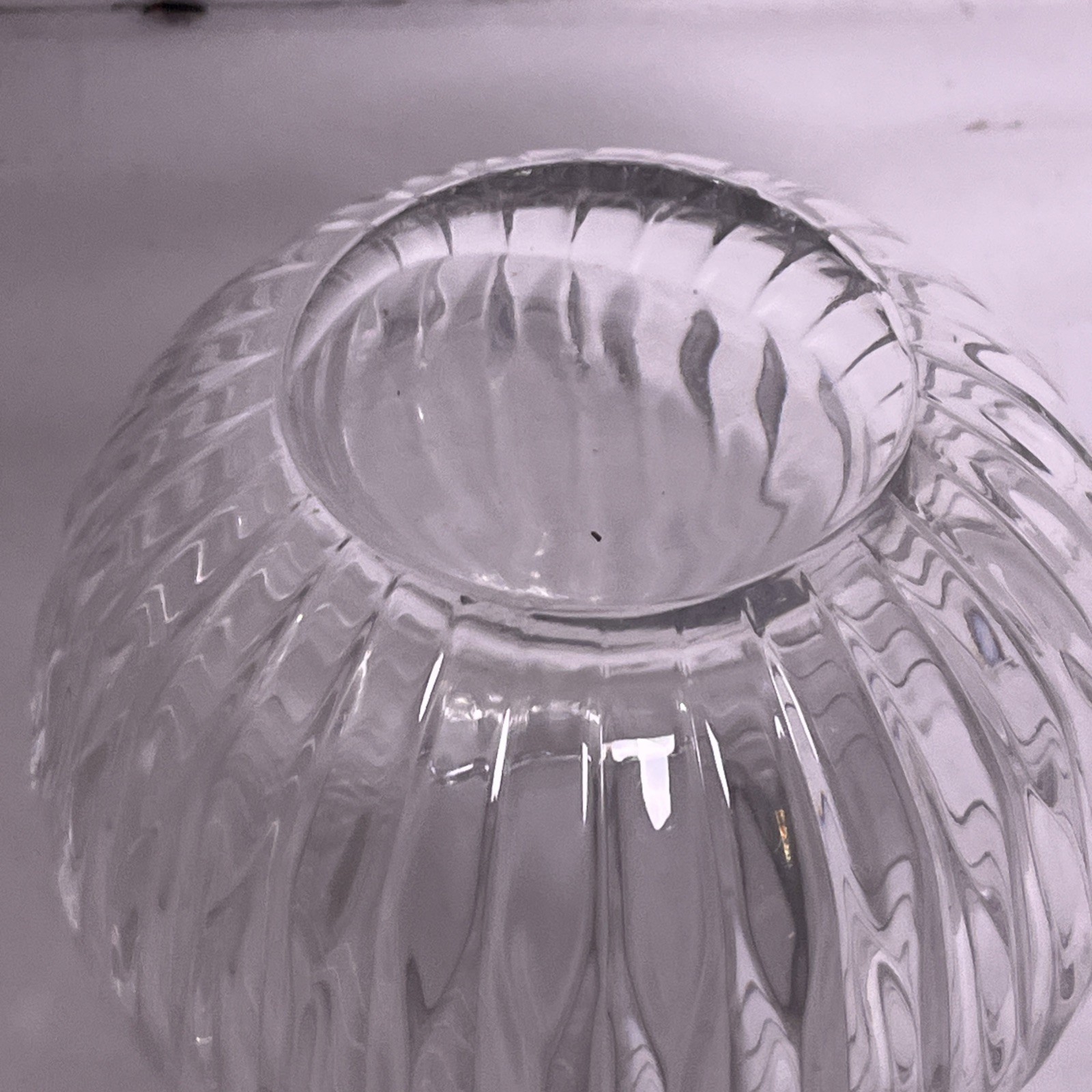 Wheel-cut crystal vertical lines votive candle holder bowl 6” wide x 5.5”
