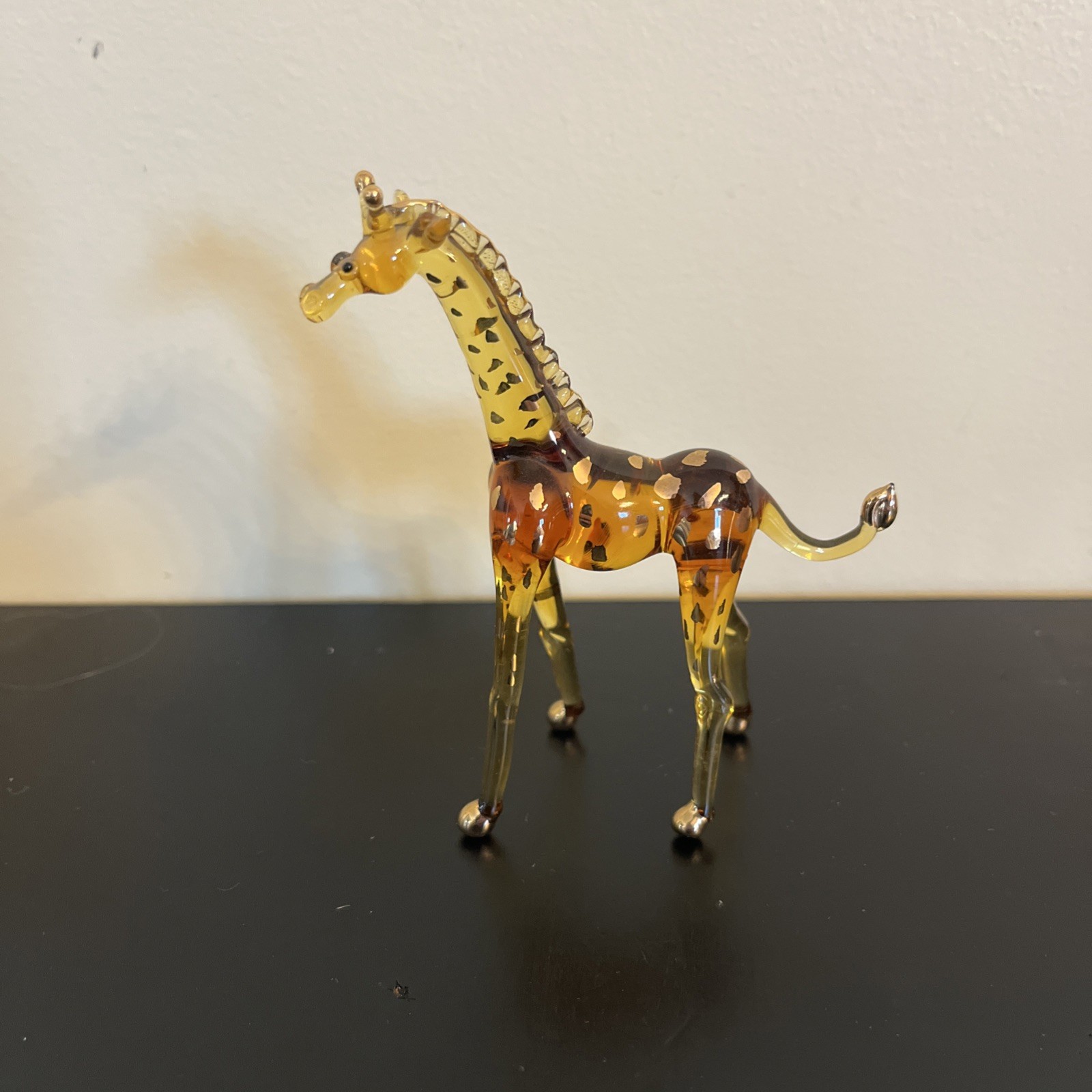 Blown Glass Giraffes 3.75” With Gold Accents Miniature Collector