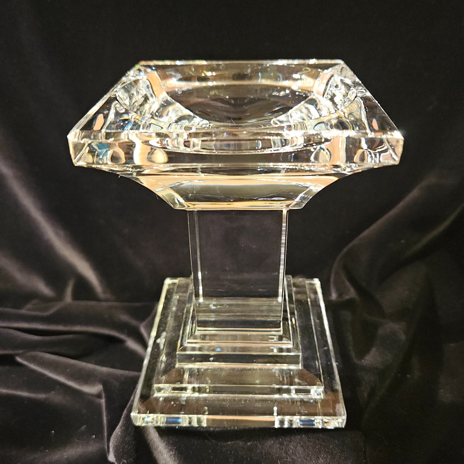 Waterford Crystal Metropolitan Candle Holder 5 3/8″ Art Deco Stepped Base Irelan
