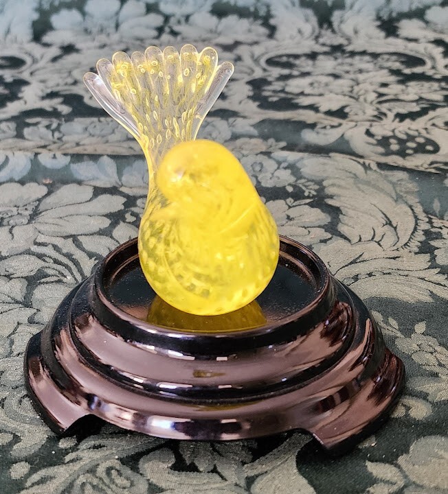 Murano, Italy early 50’s Canary Sommerso Studio Bubbles+5 inches long-Rare