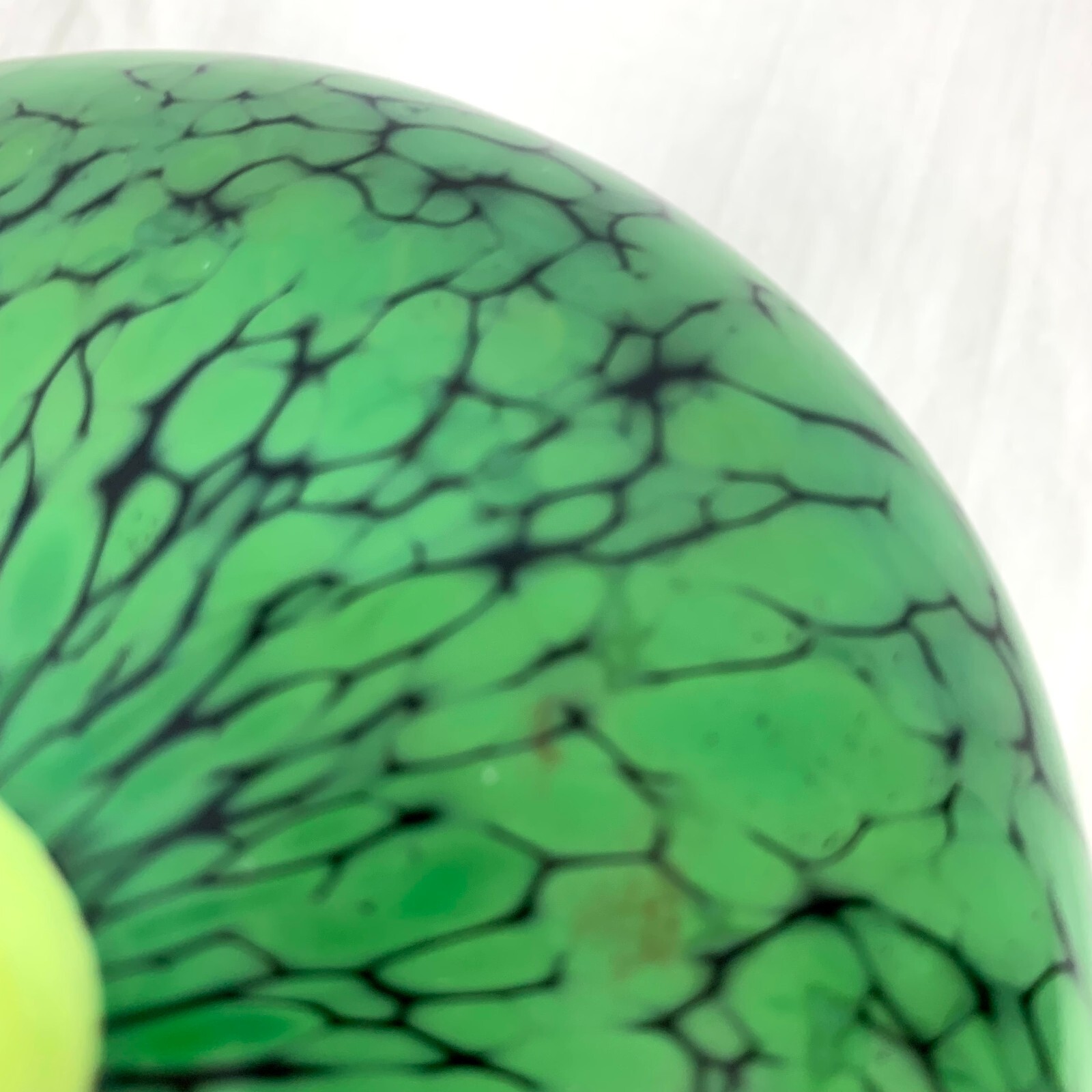 Organic Art Glass Vase Incense Burner Green Crinkle Smooth Surface Excellent