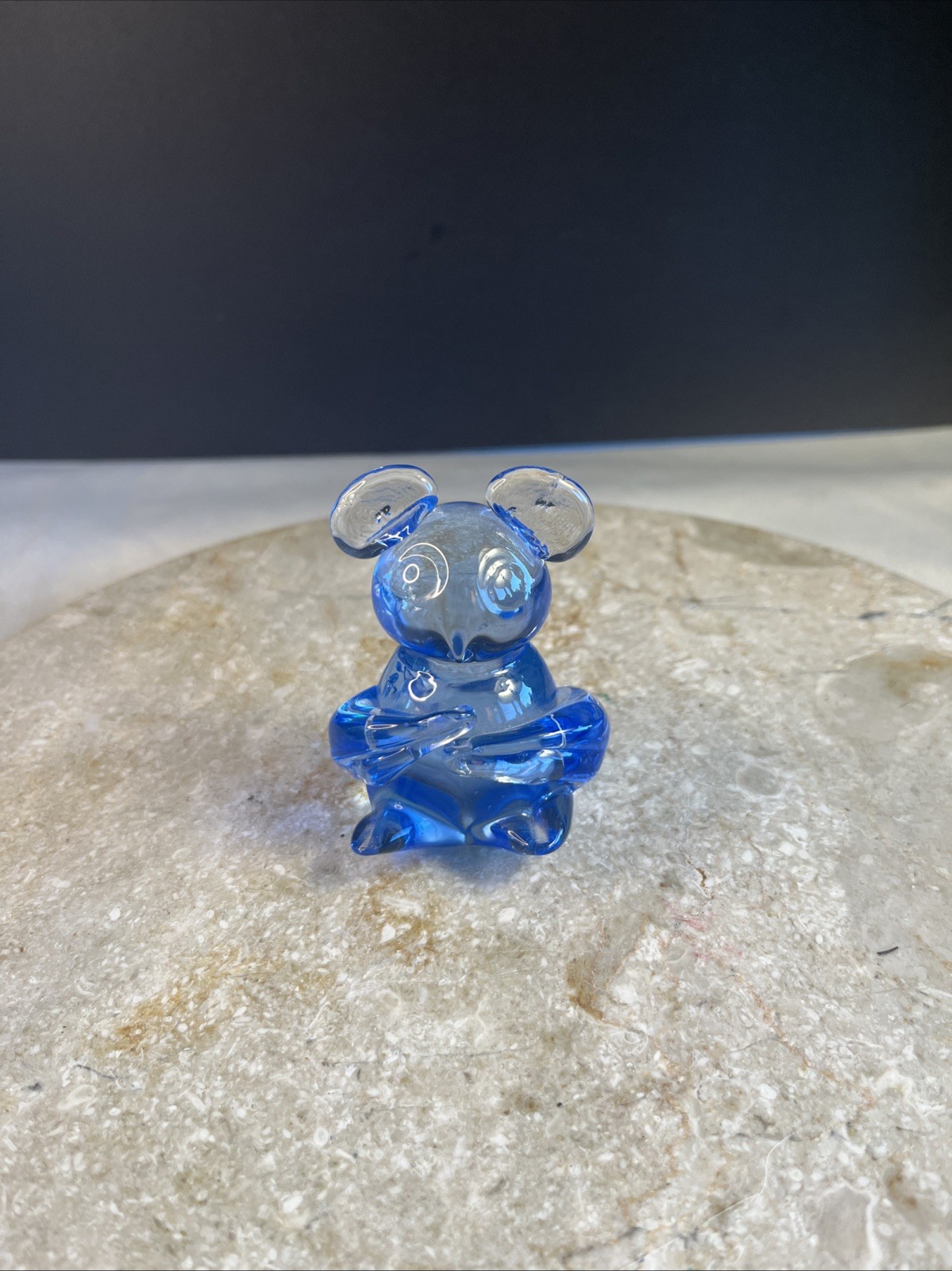 Vintage 3”Blue Art Glass Koala Bear United States Commemorative Fine Art Gallery