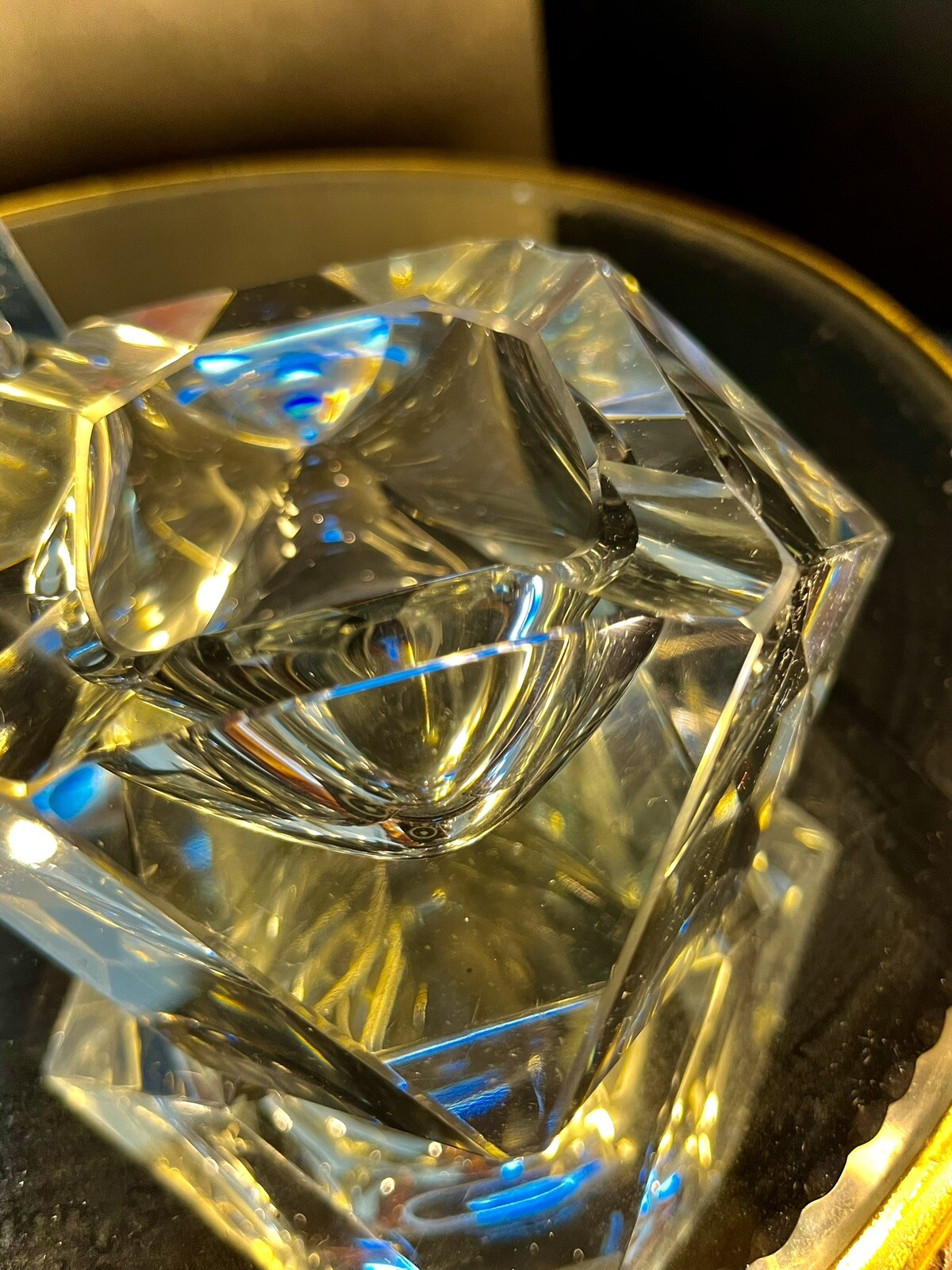 Flavio Poli Seguso Murano Faceted Sommerso Glass Ashtrays Set of 2 MCM Italy