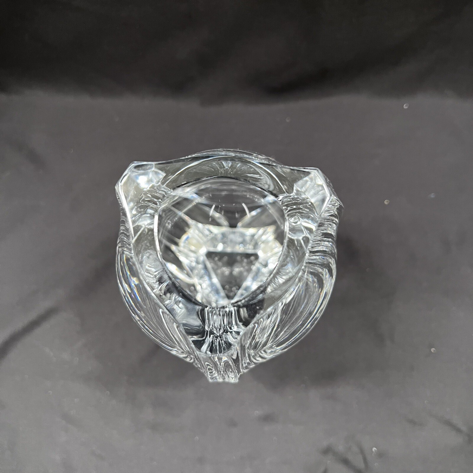 Baccarat France Crystal Vase Bouton D’Or 6″ Triangle Shape Signed – Vintage