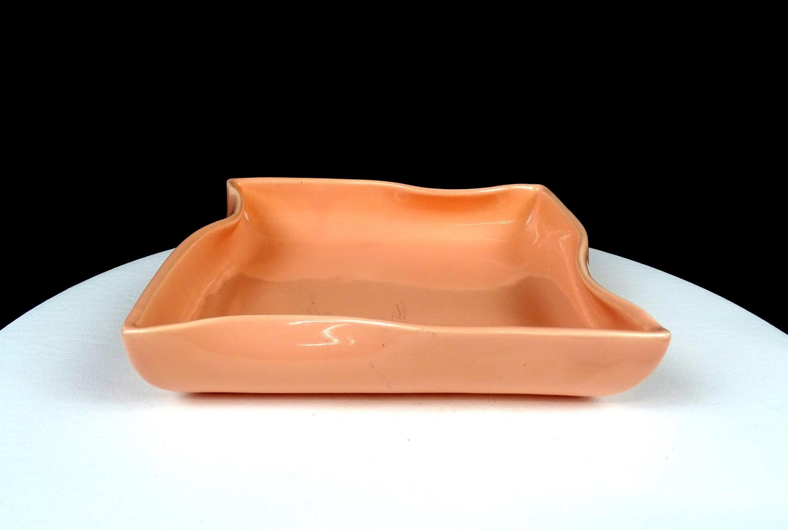 Italian Italy Pottery Pink Wavy Rim Vintage 7 5/8″ Squared Planter 1950s