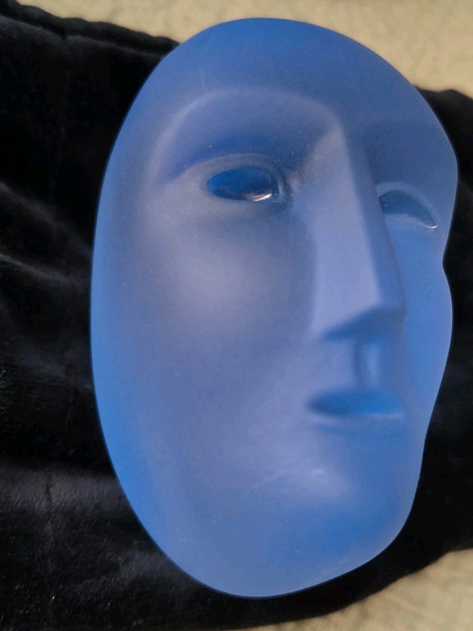 Kosta Boda Bertil Vallien Brains Karolina Blue Frosted Sweden Glass Sculpture