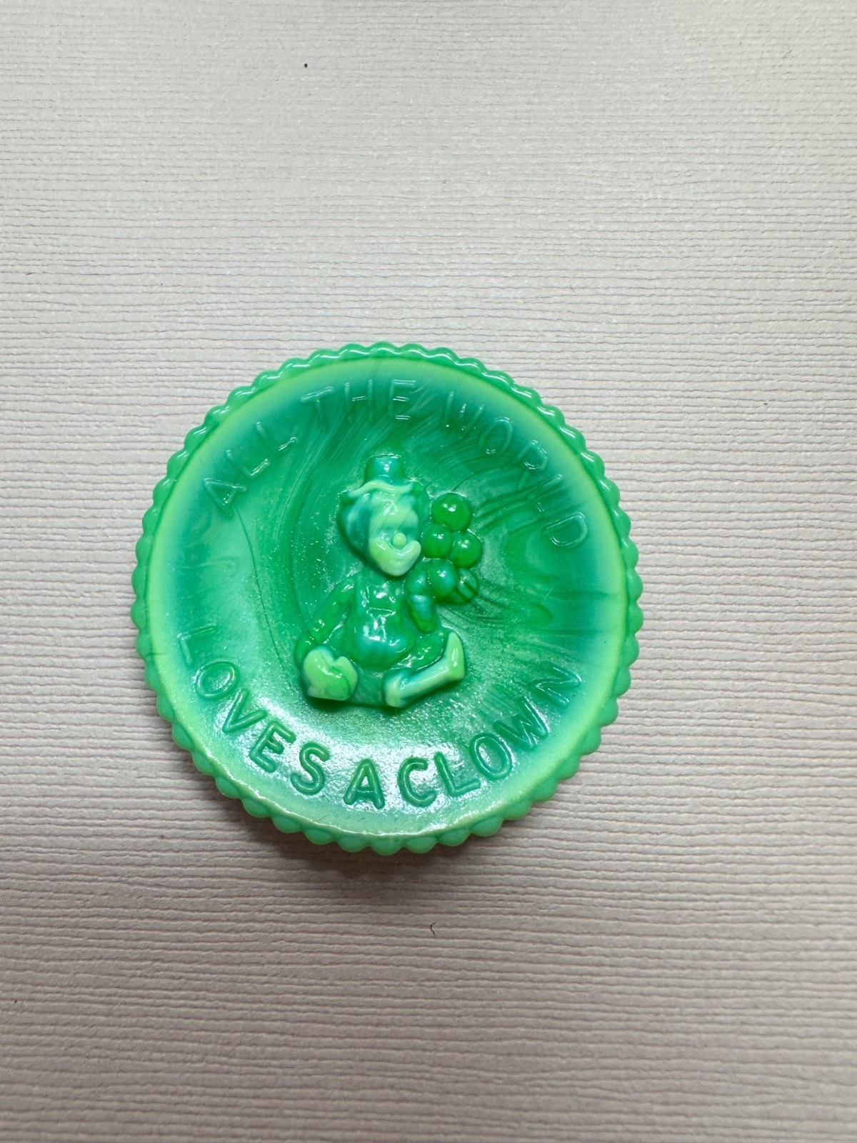 Mosser Glass Pee Wee Clown Plate All World Loves A Clown Letter B Green