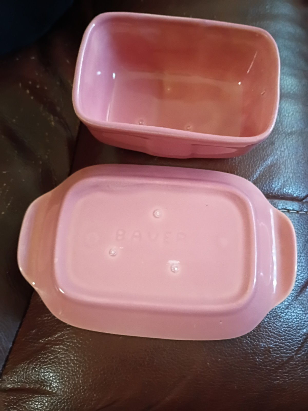 Vintage Bauer Pink Butterdish