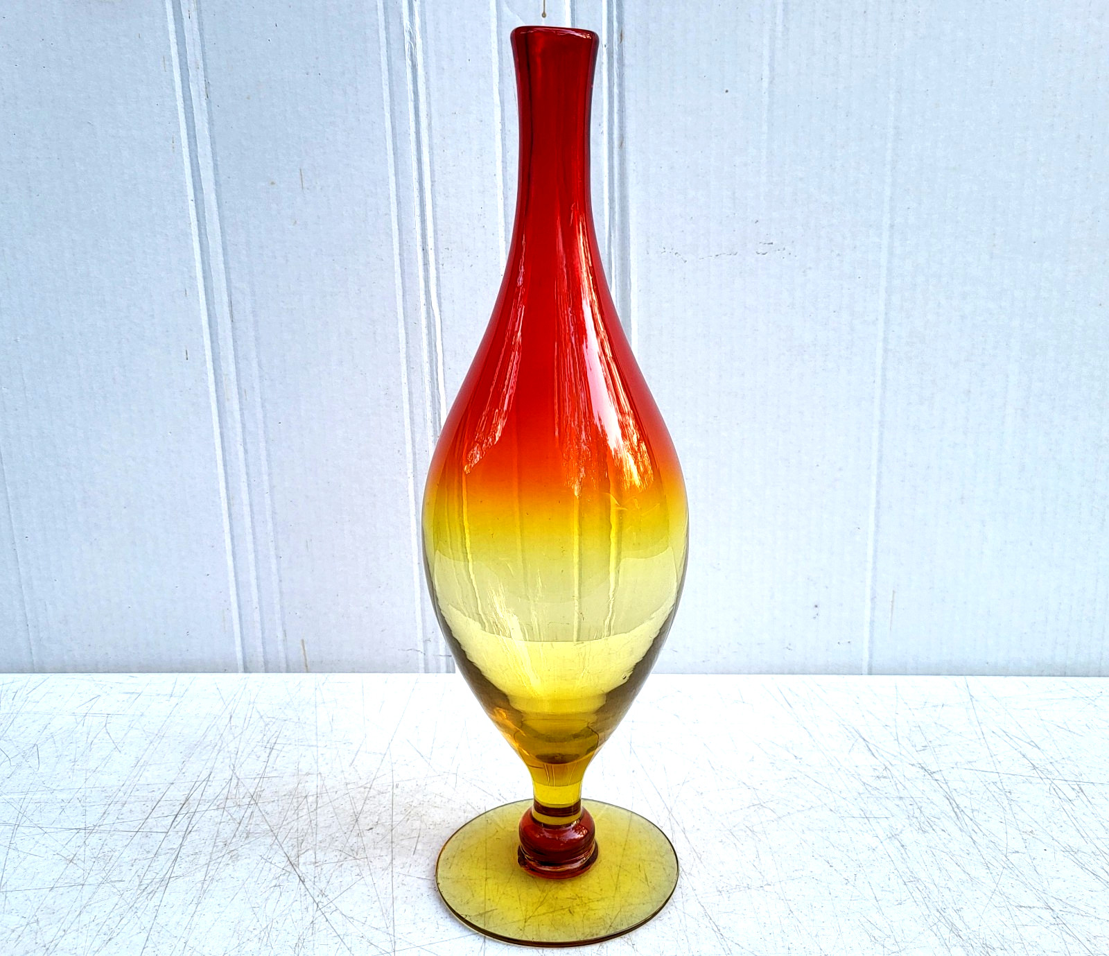 Blenko Glass Decanter Bottle Tangerine 6528 Joel Myers MCM c1965 NO STOPPER