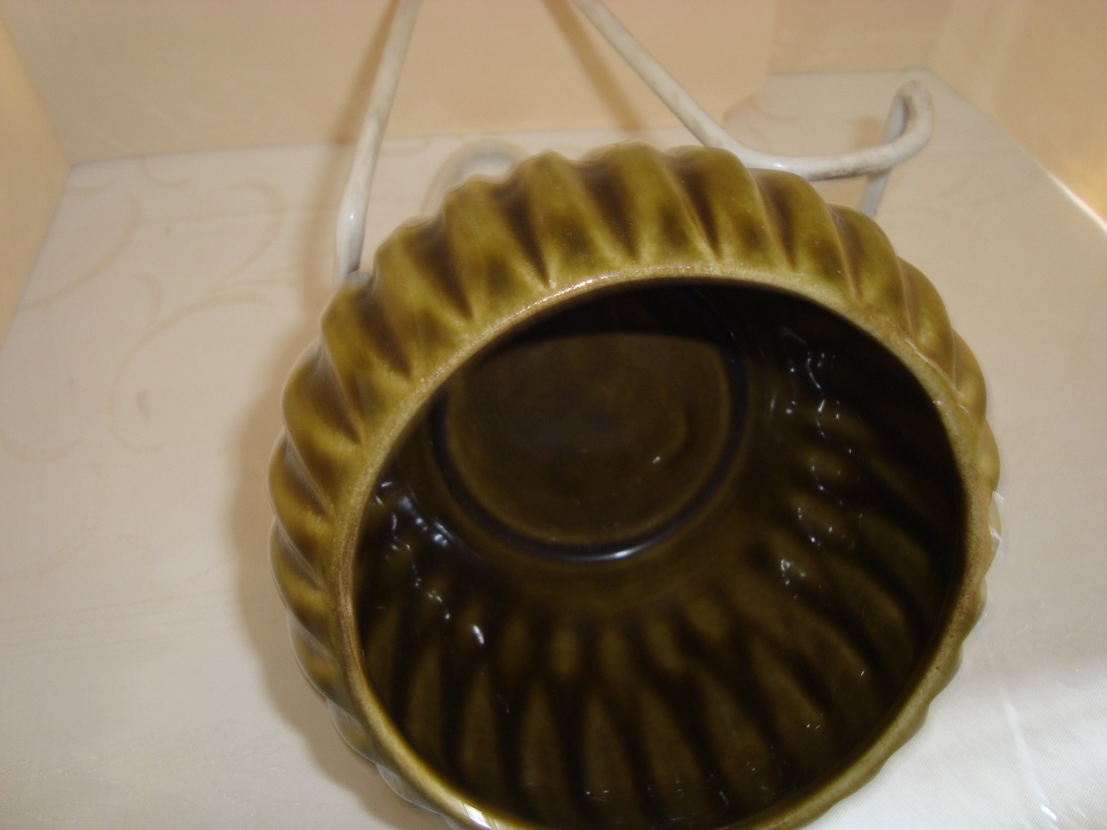 Vintage Olive green USA pottery vase 4 inches tall and wide