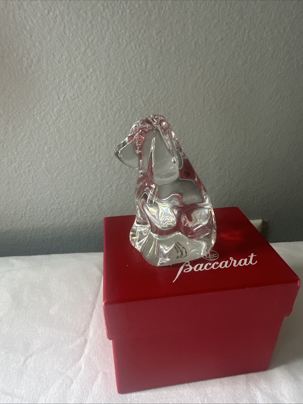 Baccarat France Glass Crystal Hound Spaniel Dog Puppy Figurine Danbury Mint
