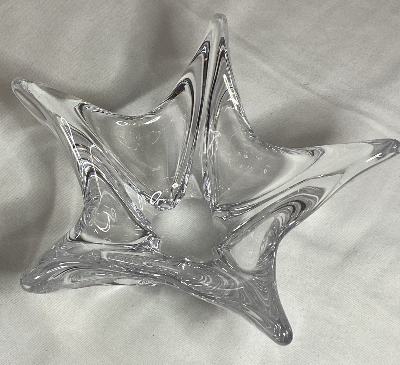 Vintage Daum & France 5 Point Star Crystal Vase Bowl