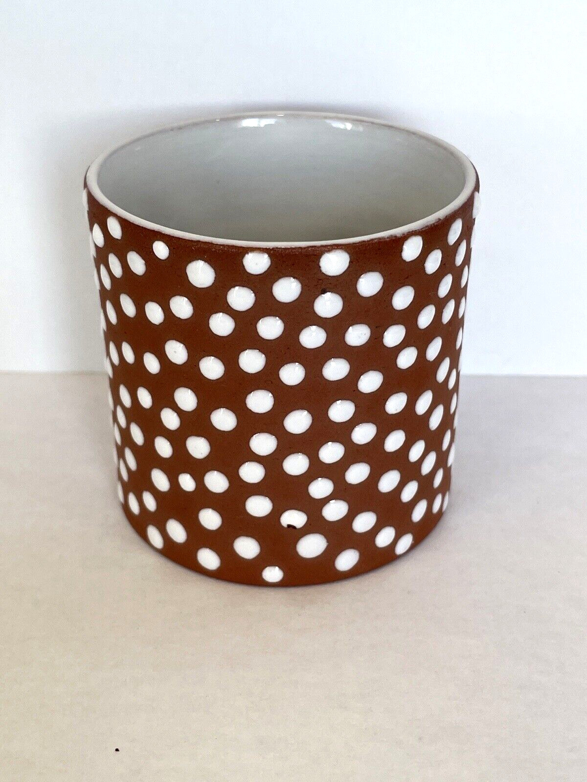 ZUETHEN Denmark Red Clay Polka Dot Pottery Edith Nielson 1950’s MCM Cup Vase