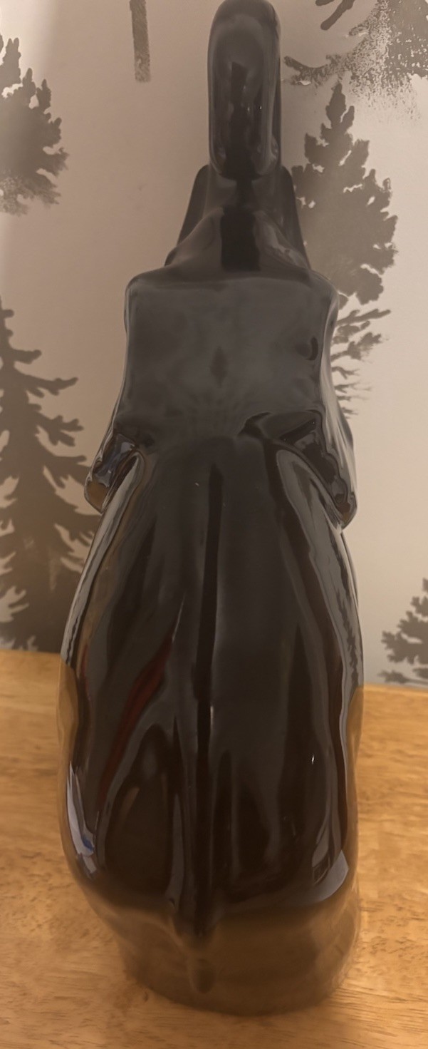 Haeger Large Ceramic Trunk Up Elephant #450 Shiny Black Vintage 16” Statue 1993