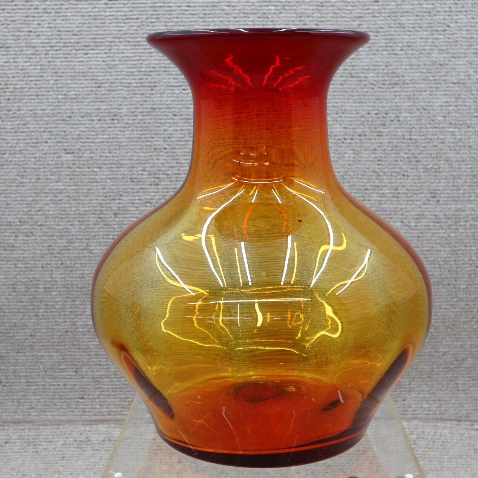 Blenko Large Vintage Piece 13 1/2 Inches Tall 12 Wide Tangerine Colored 6952