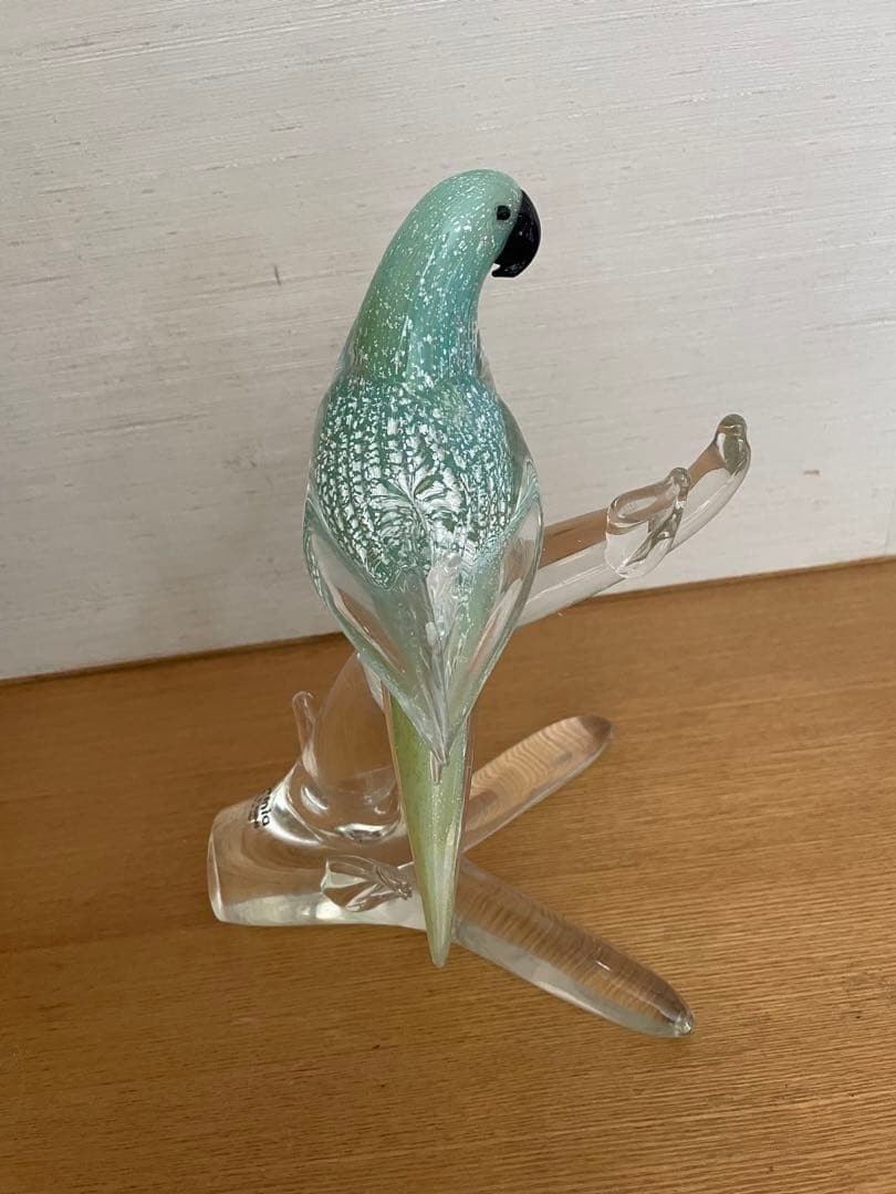 Murano Glass Formia Parakeet Bird Figurine Interior Italy H9.8″/25cm