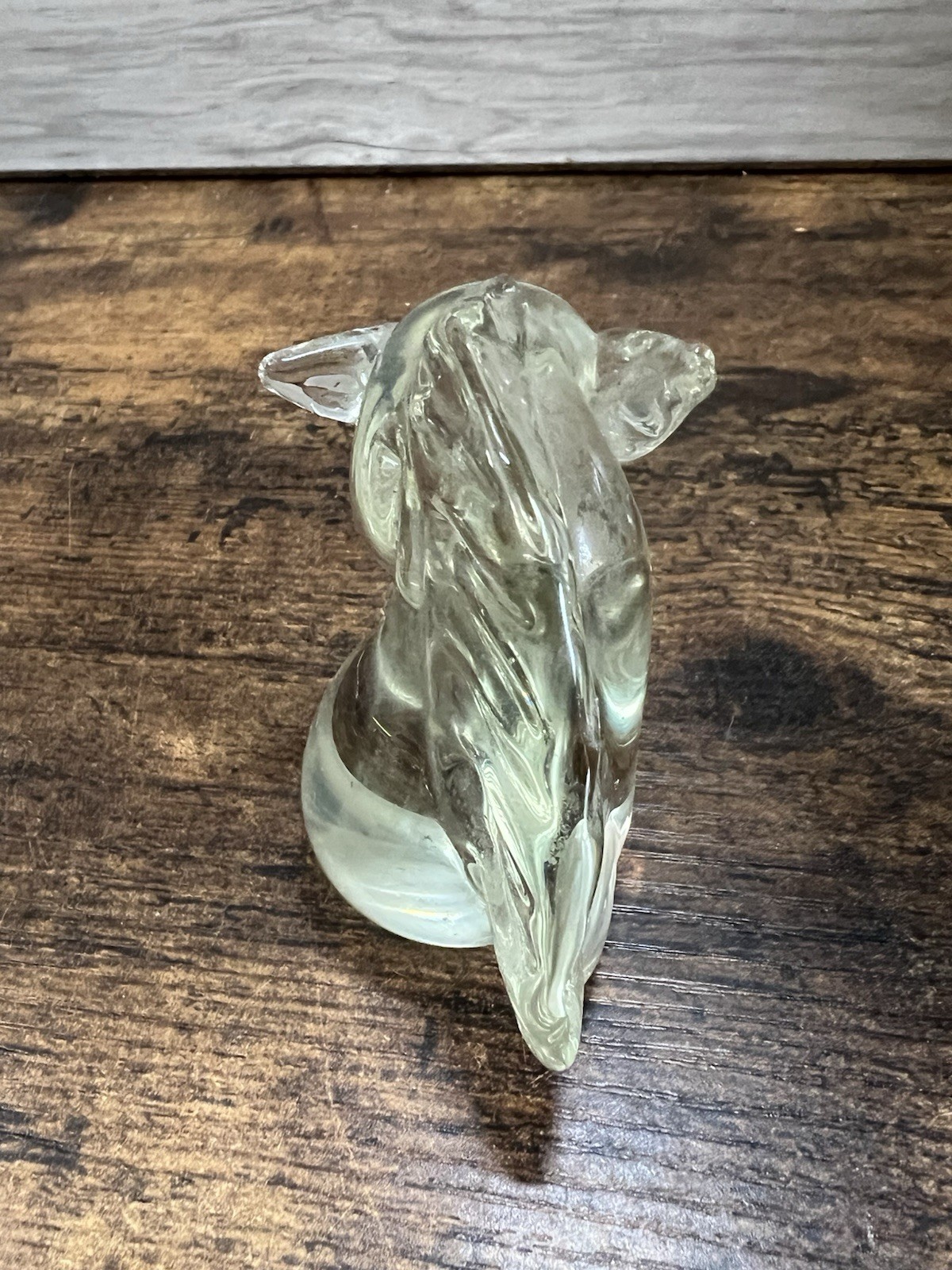 Vintage Clear Art Glass Horse Head Paperweight 3 Inch