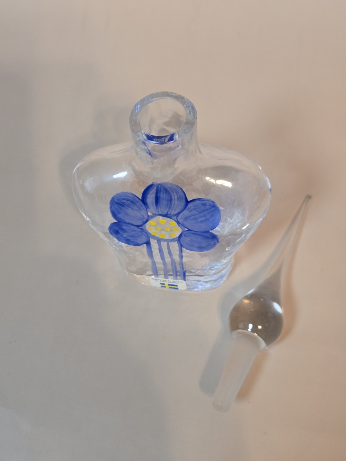 Vintage Lindshammar Sweden Hand Blown Glass Perfume Bottle
