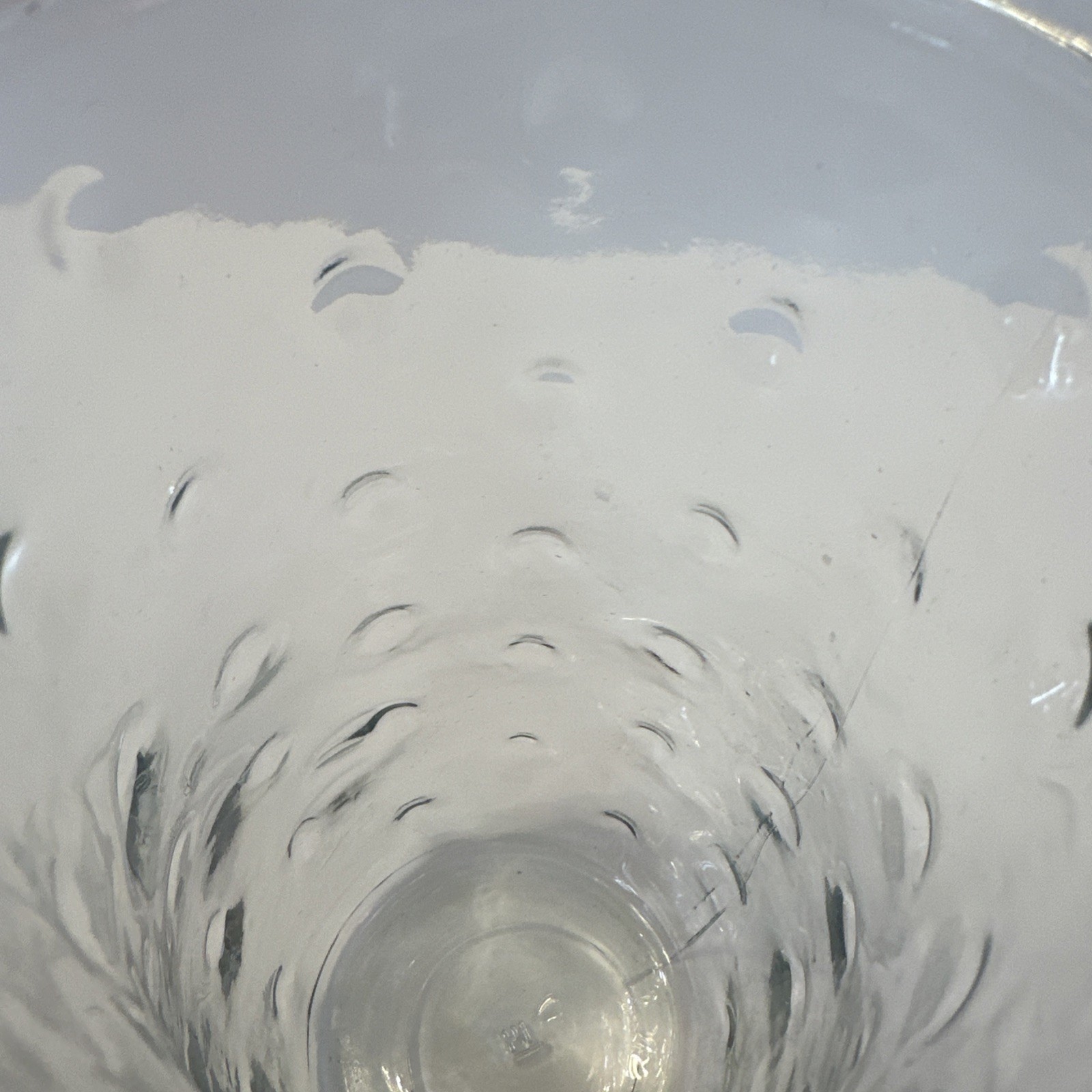 Vintage Hoosier 8.5″ X 4” Hobnail Large Clear Glass Vase Marked 14 Bubble