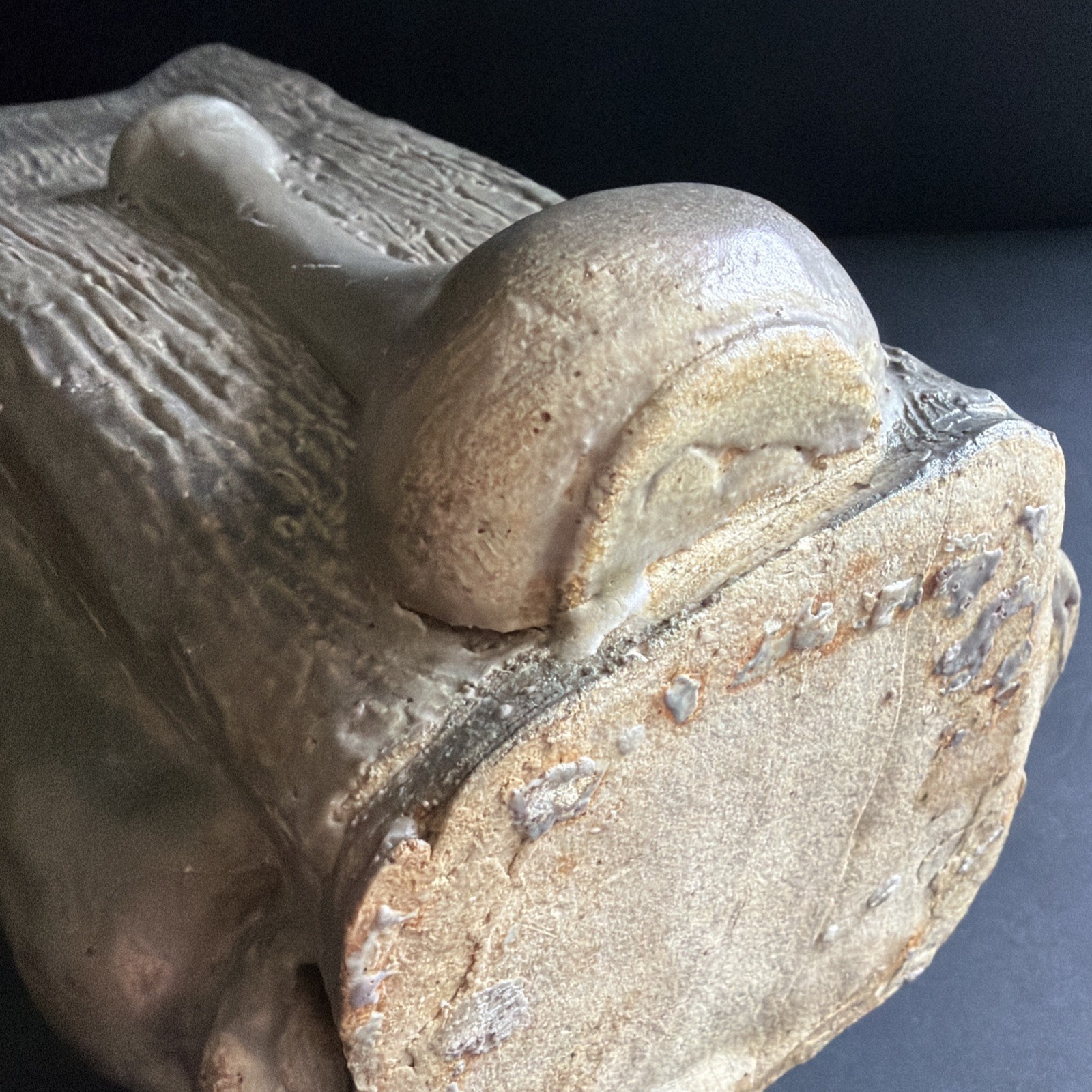 Vtg Brutalist Abstract Stoneware Ikebana Vase Signed Studio Art Pottery 10”