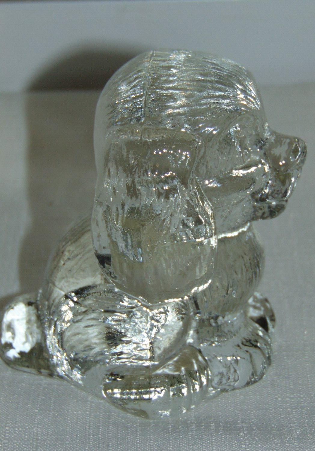 VTG Goebel Puppy Dog Clear Bleikristall Crystal Glass Paperweight West Germany