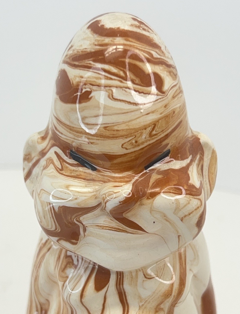 Rare Vintage Brown Swirl Pottery 6.25” Buddha – Alaska 1977 – EXC