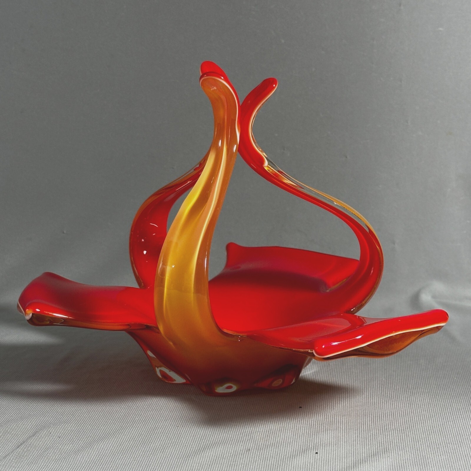 Vintage Mid Century Art Glass Lorraine Chalet Canada Orange & Amber