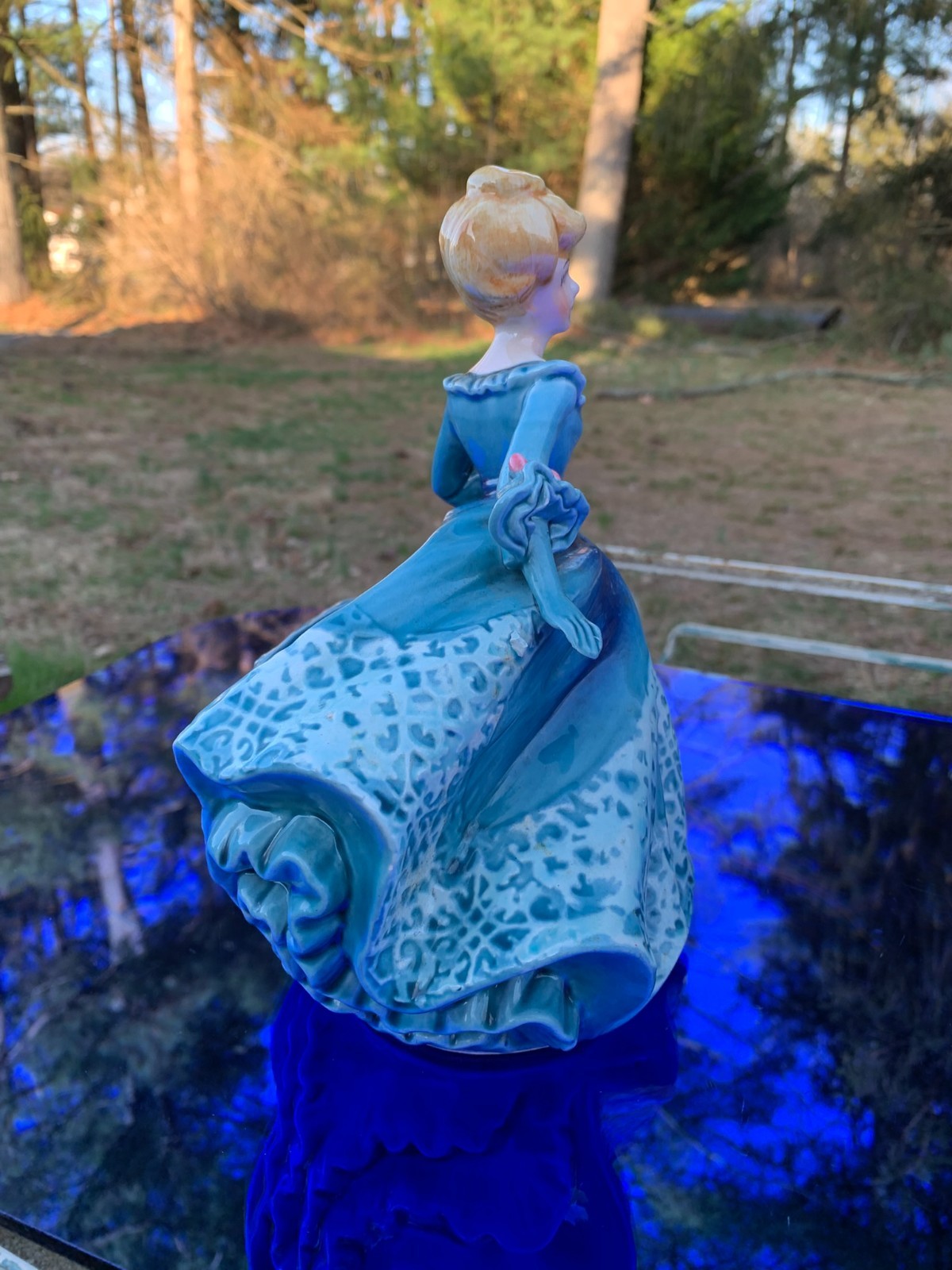 RELPO Lady Planter Head Vase 1950s MCM Blue Ball Gown #5714 MINT COND Japan