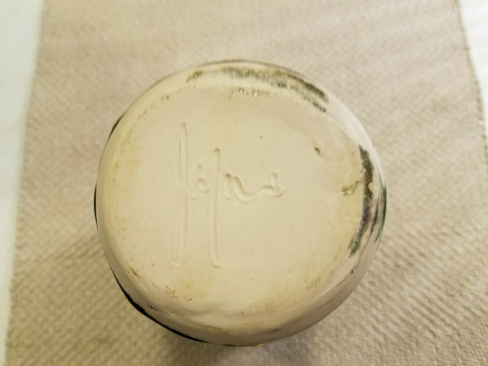 Studio Handmade Pottery 8″ Vase Greens & Blues 3 1/2″ Diameter Bottom Signed