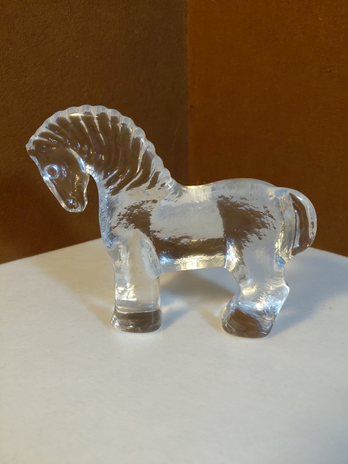 Kosta Boda Glass Horse Zoo Series? Clear Glass Flat Back 4.25″ X 5″ Figurine