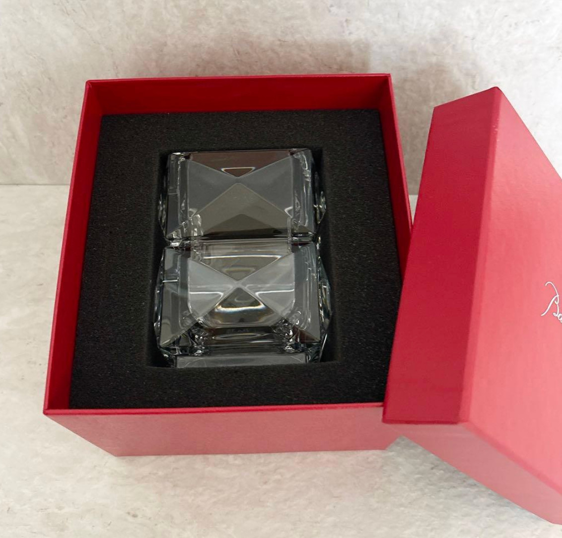 BACCARAT LOUXOR PENCIL BOX Crystal Flower Vase Clear Glass H10.8cm w/Box