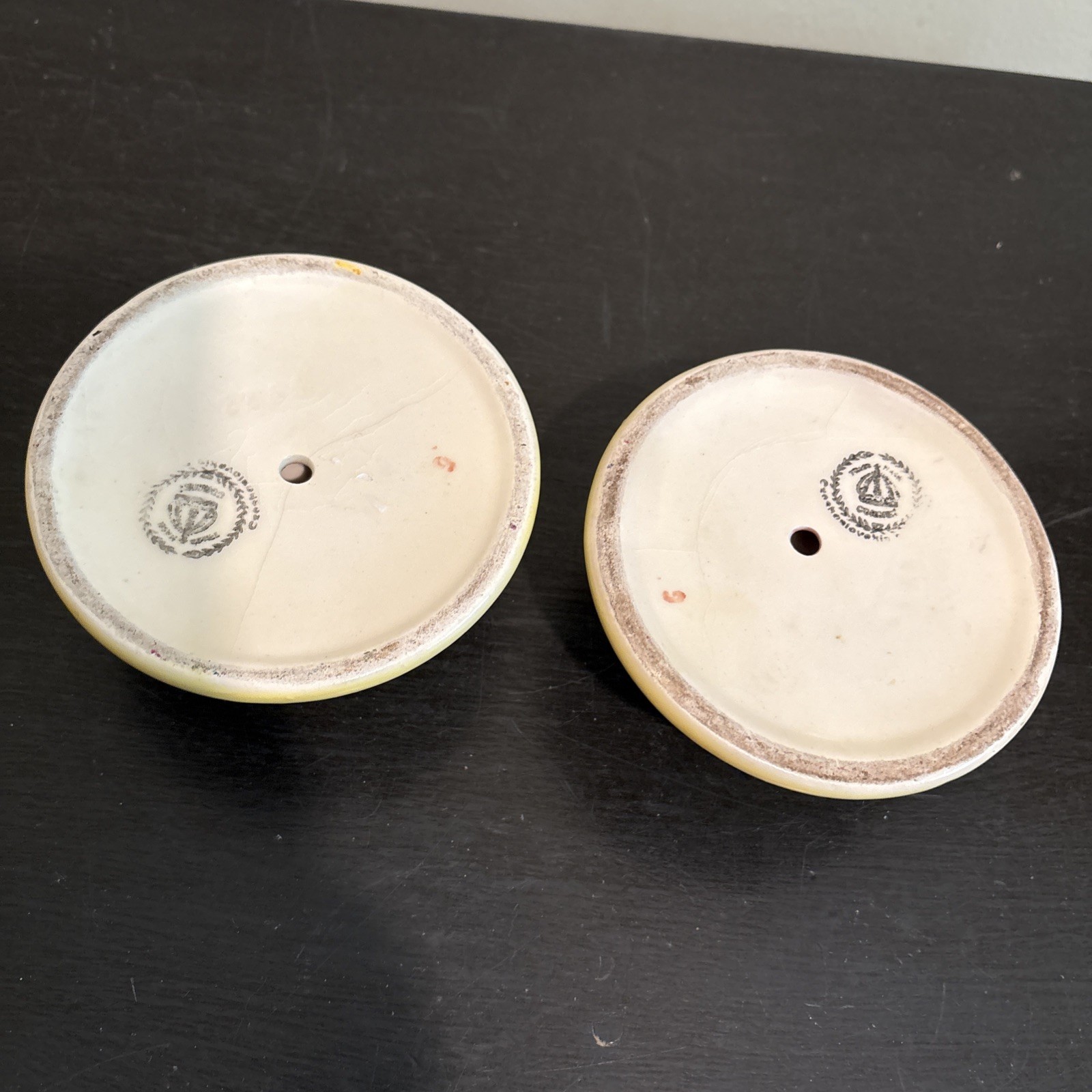 Antique 1920’s Art Deco Czech Ceramic Candlesticks Coronet Bohemian