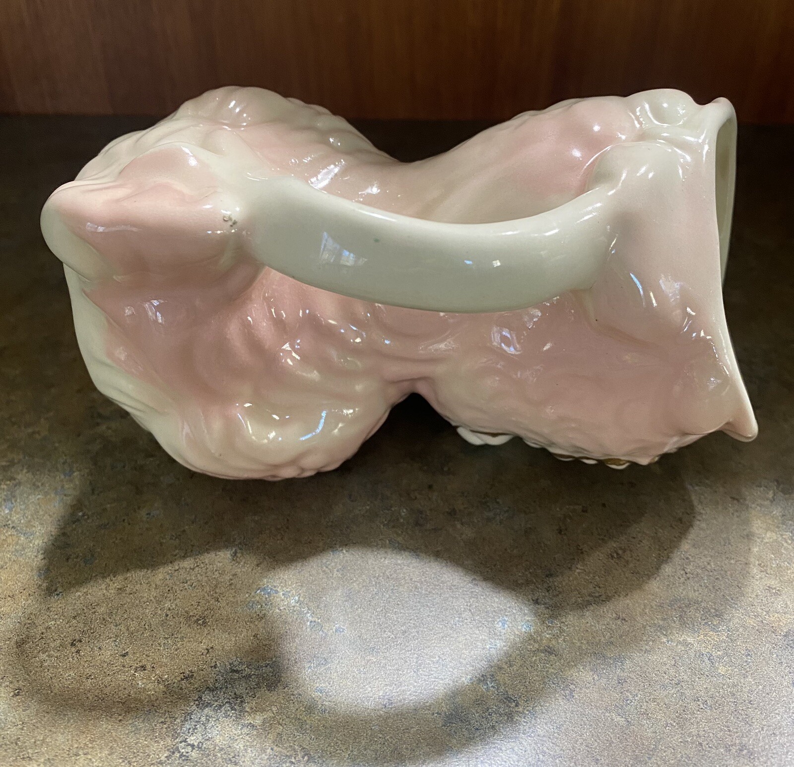 Vintage Shawnee Pottery Chick Pitcher Vase Pink Gold Accents Easter Centerpiece