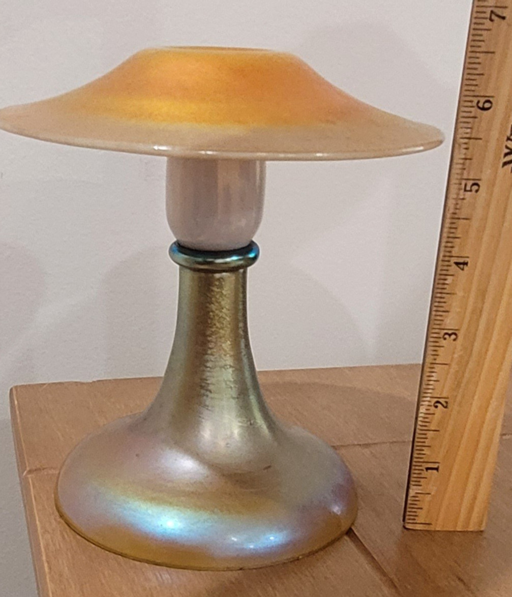 Steuben Candlestick Iridescent Art Nouveau Glass Calcite And Aurene