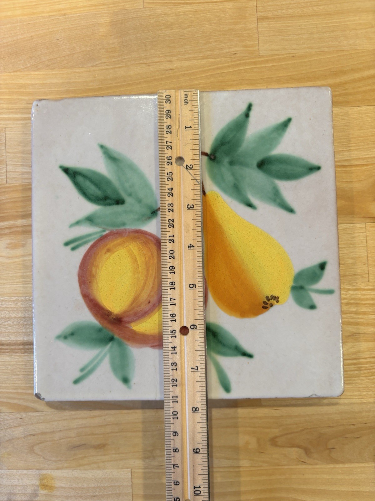 Decorative Tile Trivet Made In Italy Fruit Design Pattern Motif Approx 8” X 8”