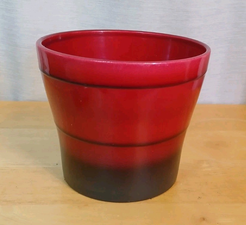 Scheurich Ceramic Pot Red Black Mars Glaze Made In Germany Flower Herb Garden