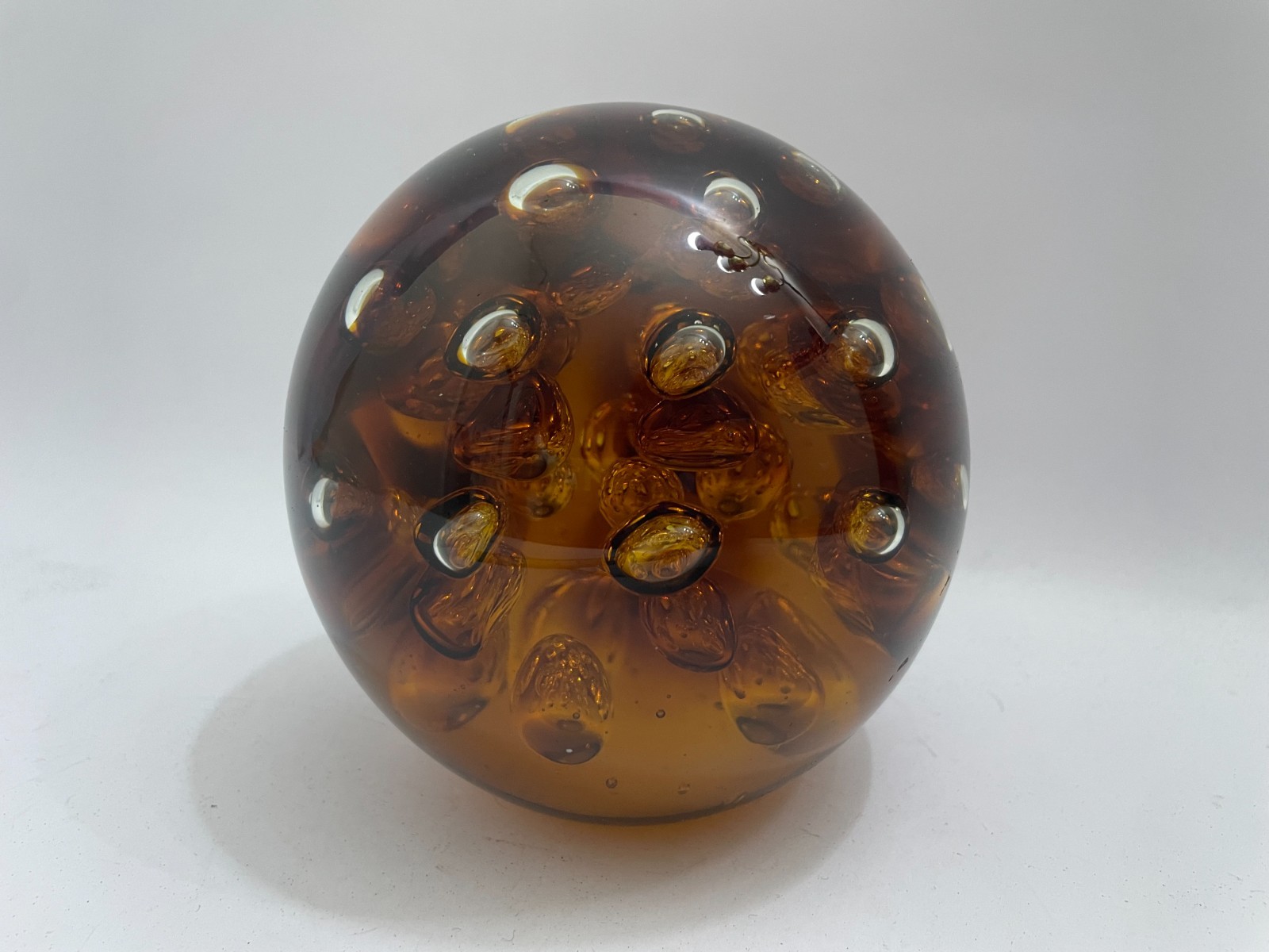 5 inch Amber Paper Weight with Controlled Bubbles