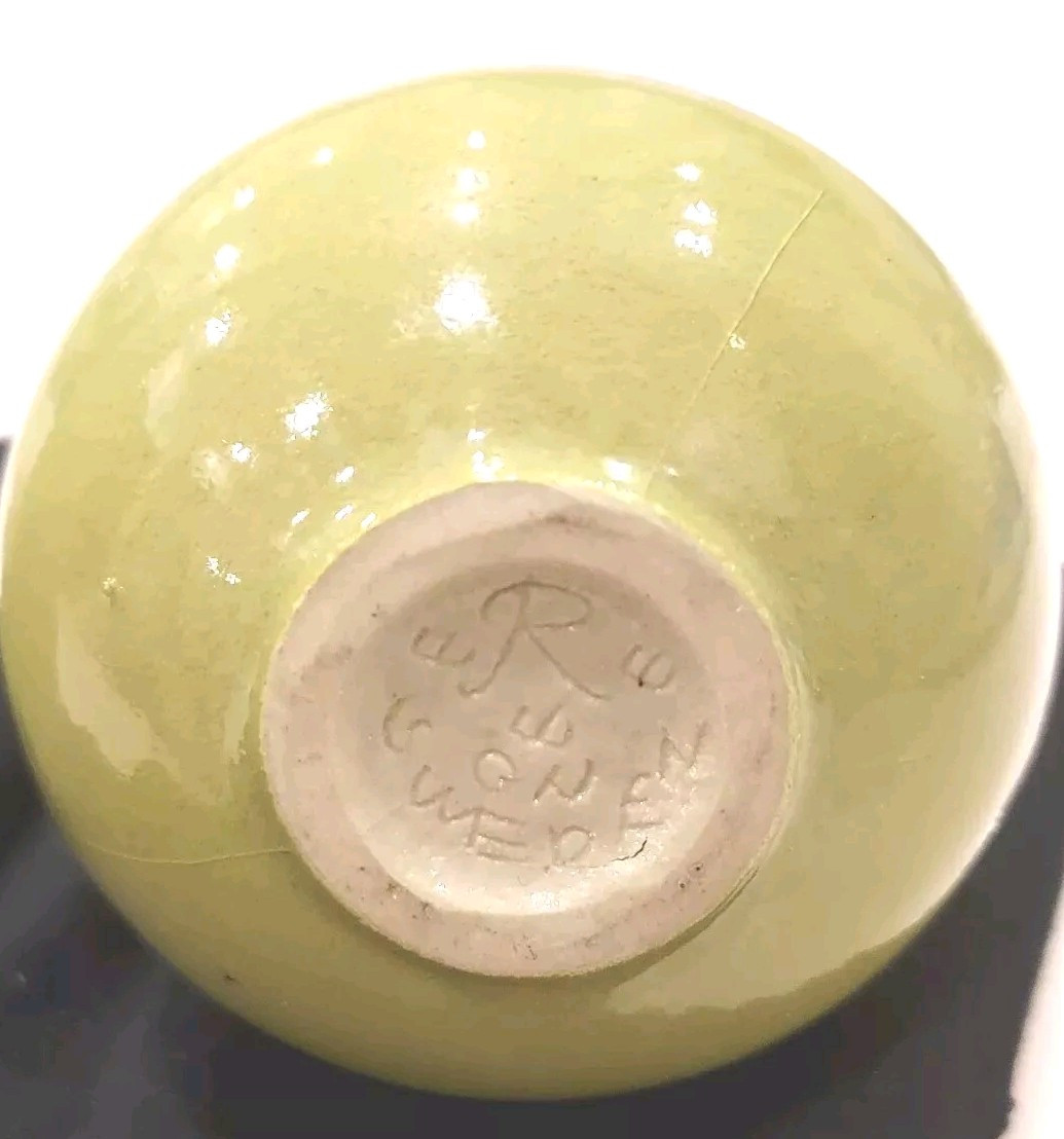 Gunnar Nyland Miniature Rorstrand Sweden Green Pottery Vase